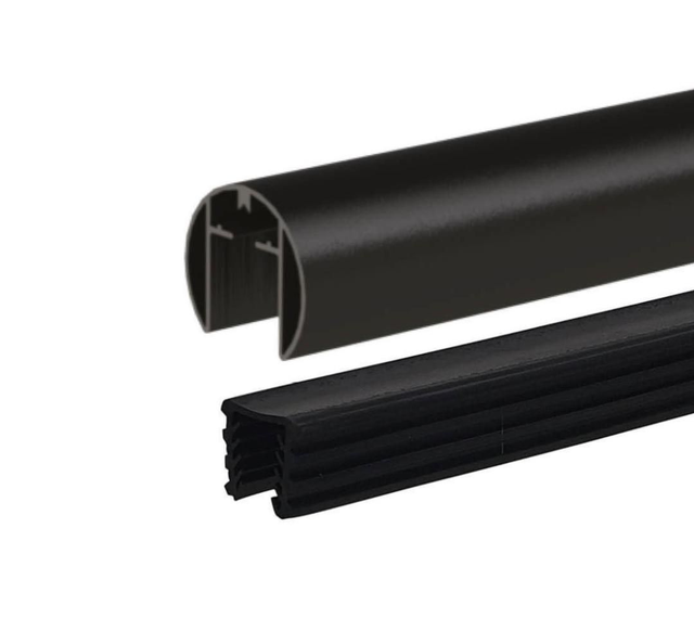 2.5m Black Slotted Round Handrail