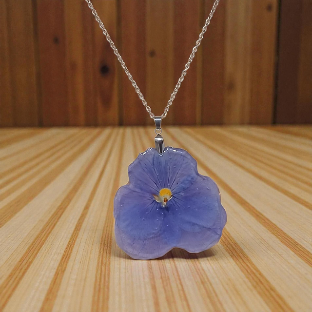 Colgante flor pensamiento azulado 009