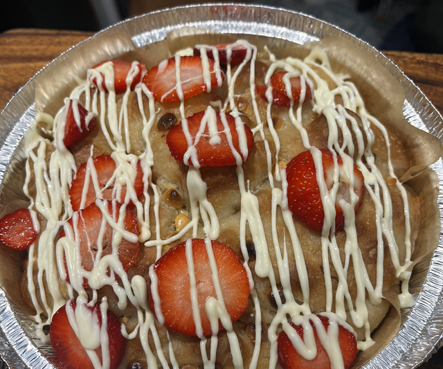 White chocolate and strawberry focaccia Tray