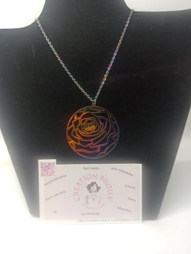 Collier rose violet /doré 