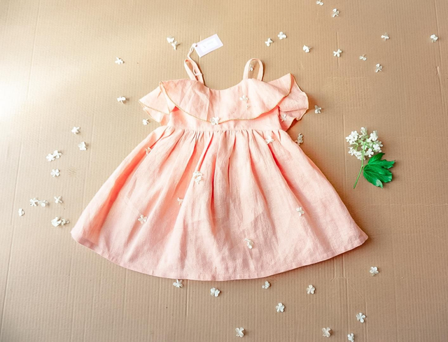 Robe en lin rose et doré 