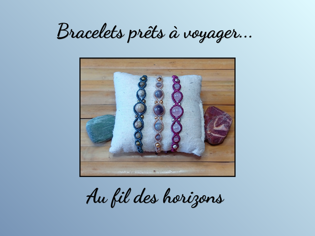 Bracelet macramé Agate, Corail fossile et Quartz rose - Equilibre et Douceur