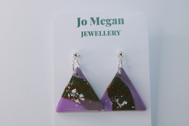 Lavender and Pine Green earrings