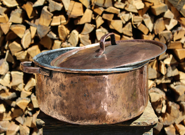 Handmade large Copper Pot , round pot , cookware 