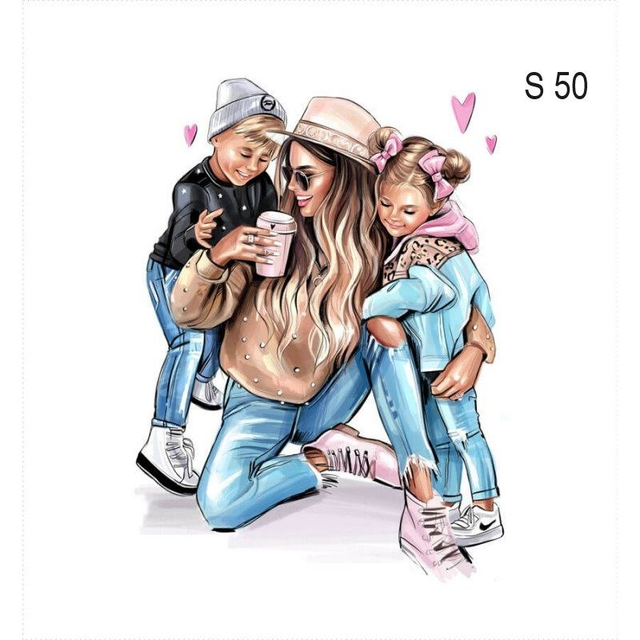 Panneau simili maman et enfants 30x30cm