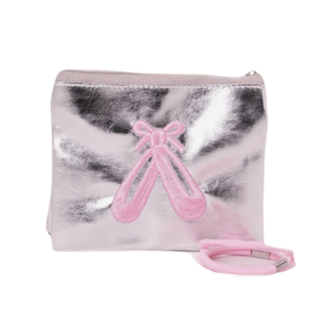 Silver ballerina shoe purse