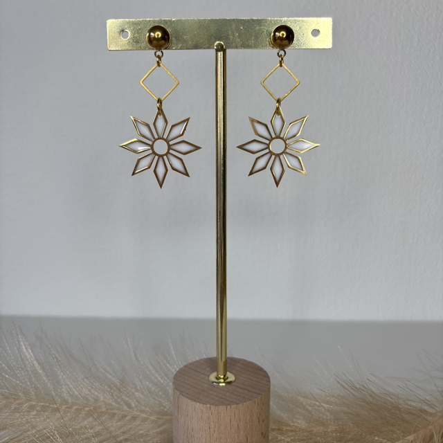 Boucles d’oreilles fleurs blanches