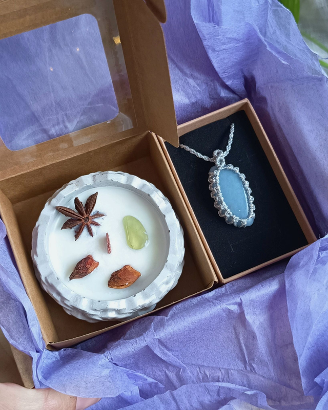 Conjunto Luz Silenciosa (Vela + Angelite)