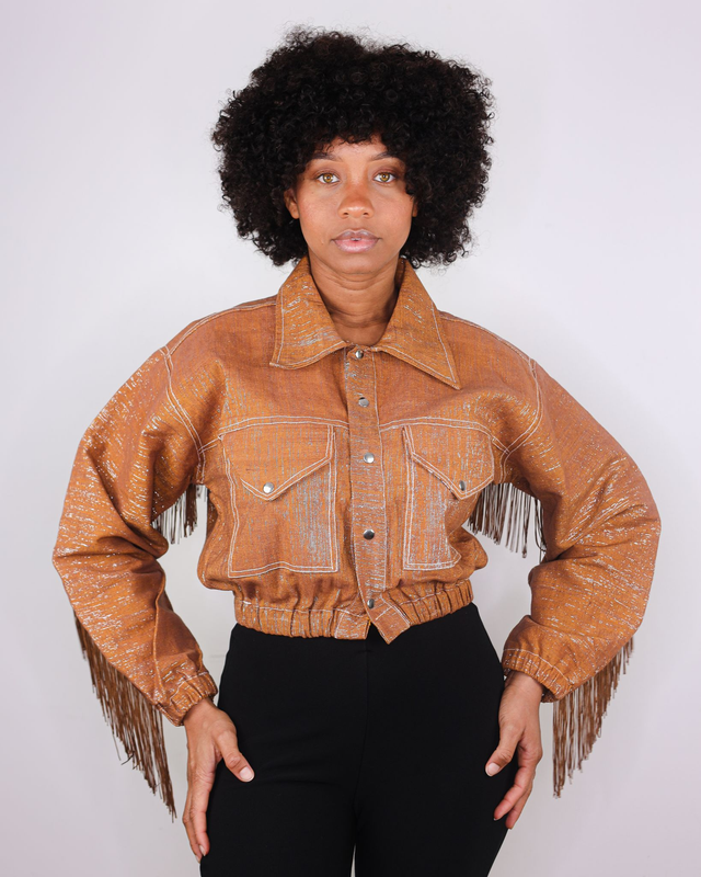 Veste à frange (marron)