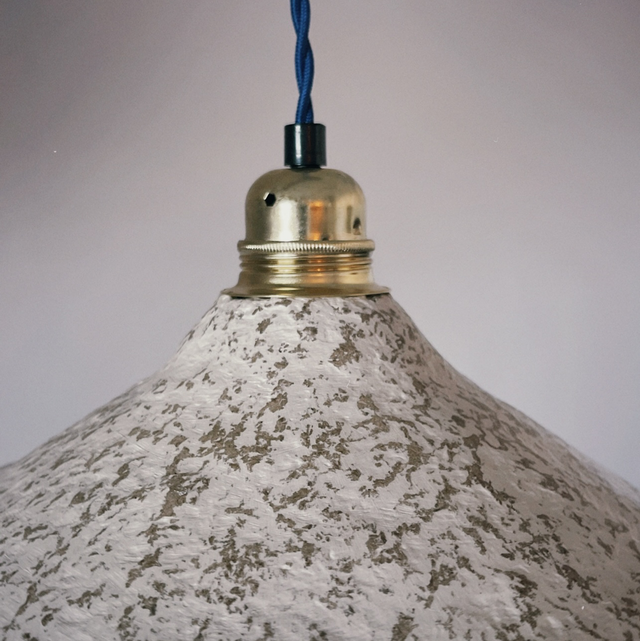 Abat jour suspension papier mâché London marron marbré beige