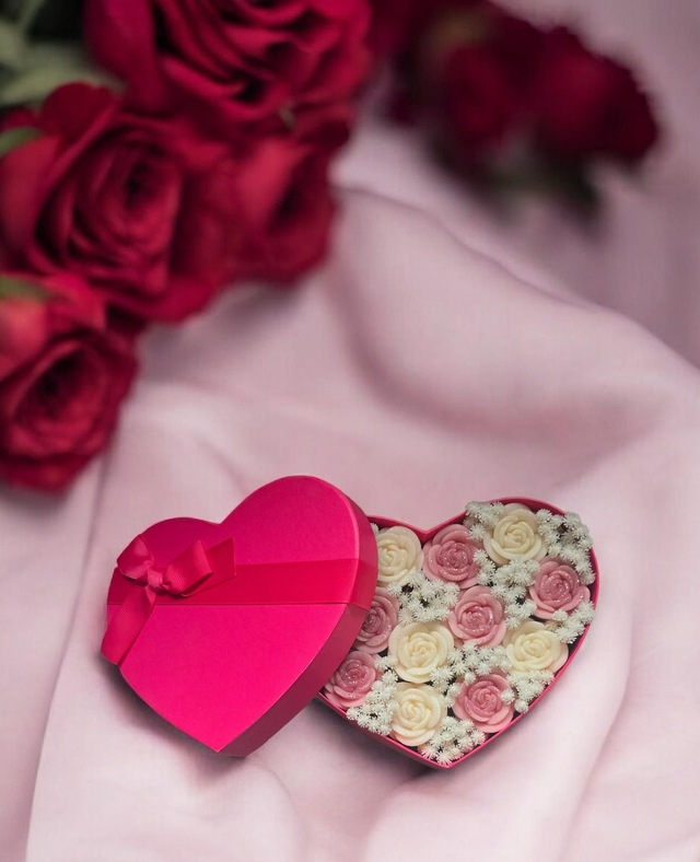 Composition florale en fondants parfumés, senteur La Nuit du Loup (parfum Opium).