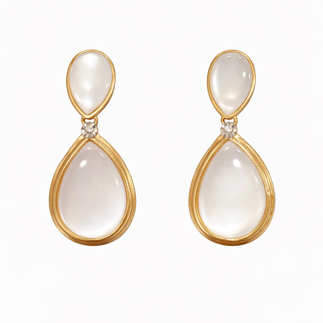 Pendientes lágrimas cristal marfil 