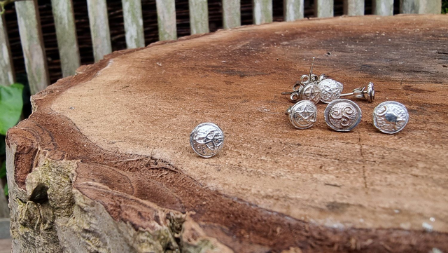 Hammered silver wiccan earrings