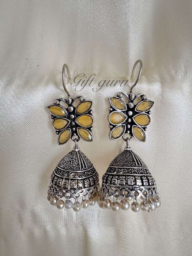 Butterfly Oxidised Jhumkas with Light-Weight Design