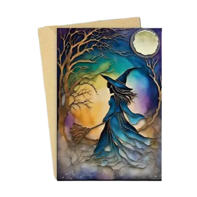 Midnight Flight Witch Greeting Card