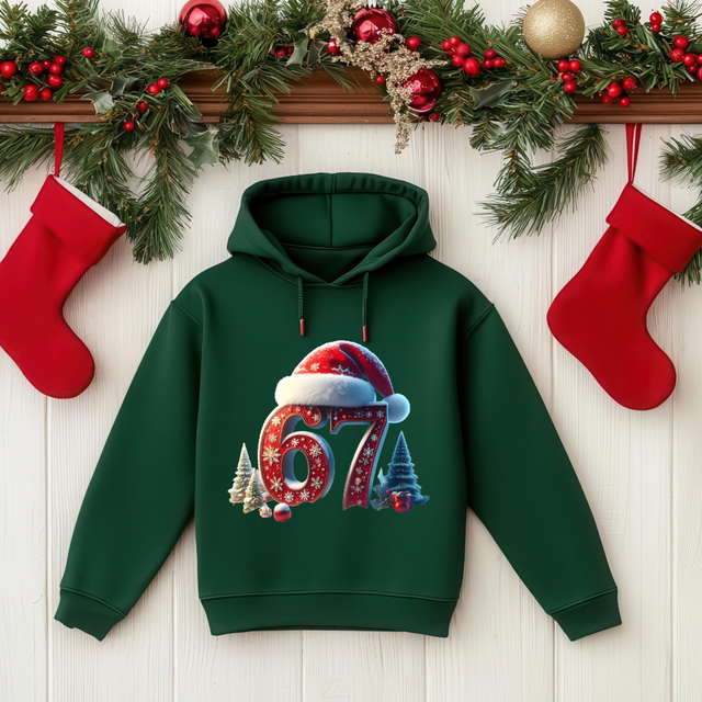 67 Christmas DTF printed kids Christmas Hoodie