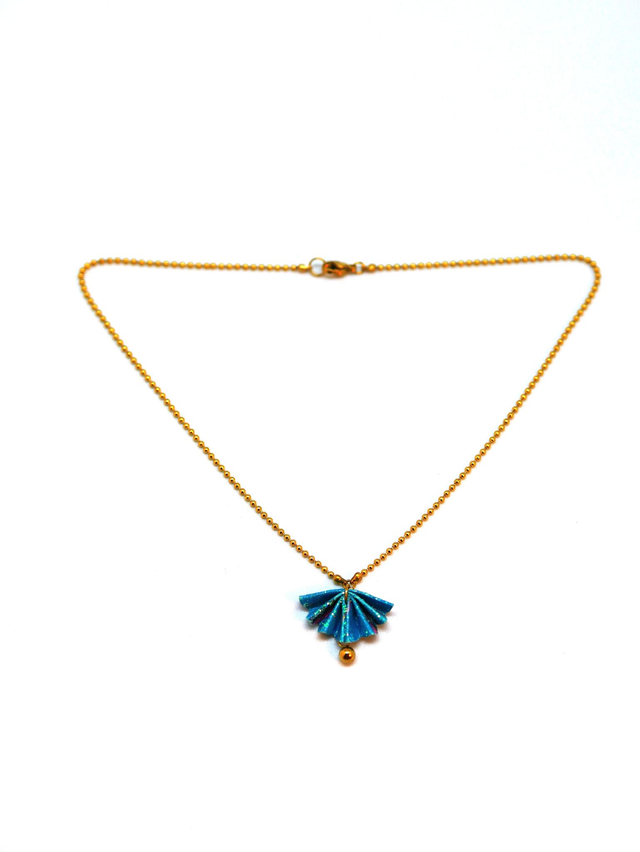 Collier Petit Paon bleu paillette