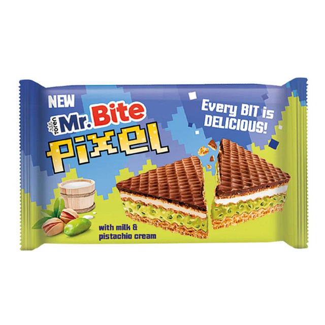 Mr. Bite Pixel with milk & pistachio cream 28g