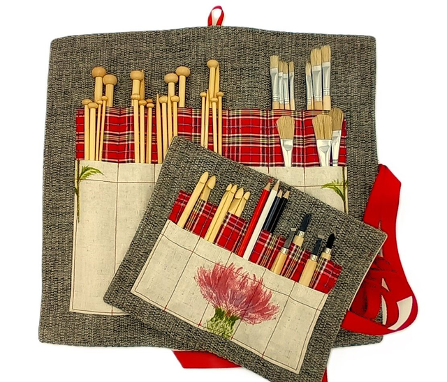 Storage Wrap Craft Tools Crochet Hooks Knitting Needles Pencil Case Artist Brush Roll