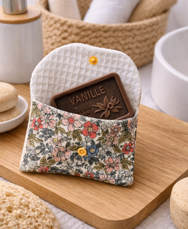 Pochette à savon en nid d’abeille modèle « Opaline »