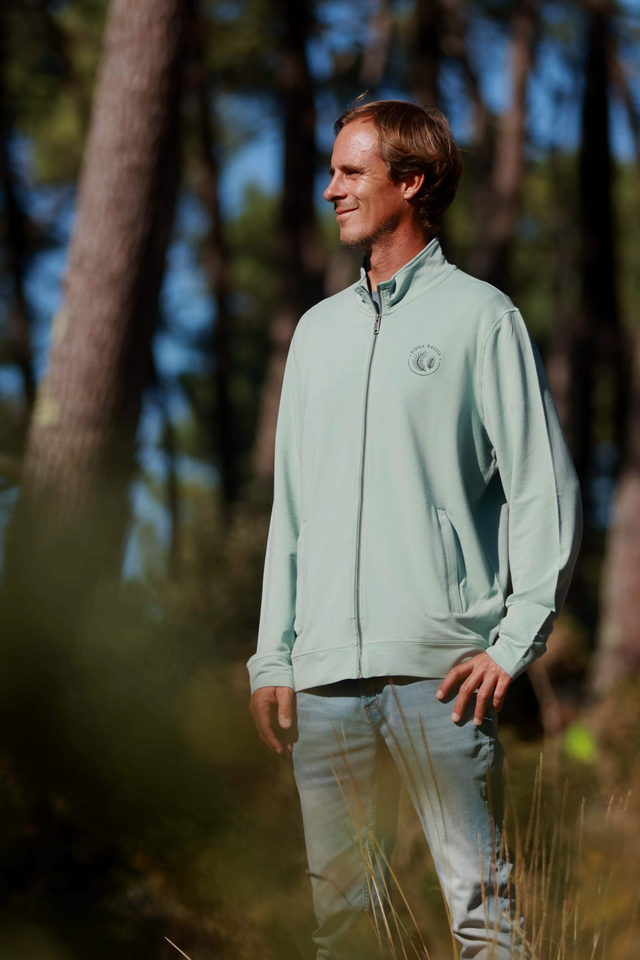 SWEAT-SHIRT ZIPPÉ SANS CAPUCHE - VERT JADE
