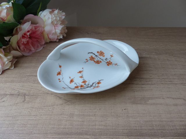 Vide-Poche Vintage Porcelaine Limoges – Panier Fleuri, Décor Floral Peint Main, Coupelle à Bijoux, Plat Apéritif, Collection France Élégante