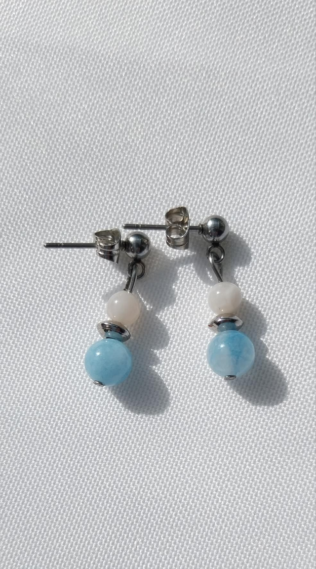 Boucles en Aigue-Marine et Pierre de Lune
