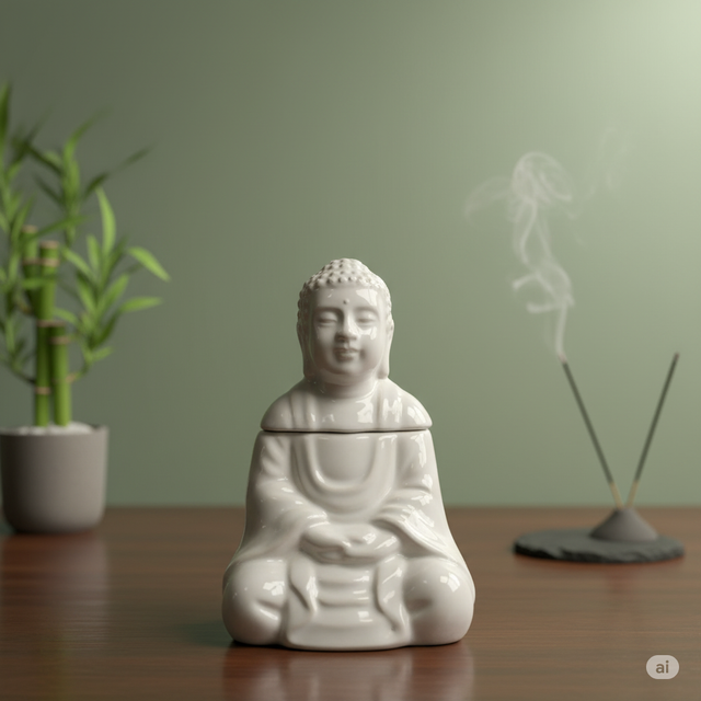 Brûleur Bouddha blanc