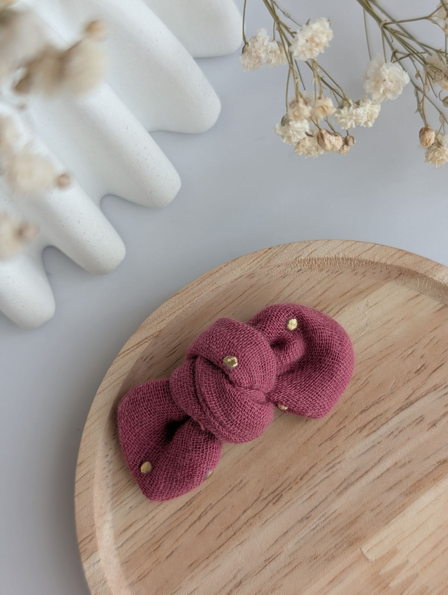 Barrette noeud Romie à pois doré