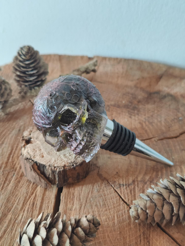 Bouchon de bouteilles réutilisable modèle Skull holographique 