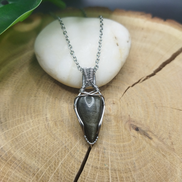 Pendentif Obsidienne Dorée
