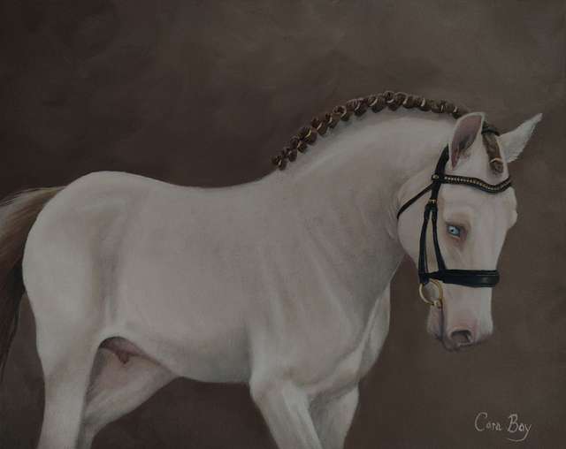 Blue Eyed Perlino Horse Original 