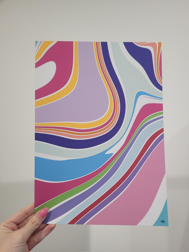 Multicoloured Swirl A4 Art Print - FR-009