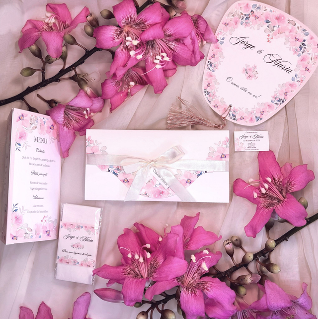 Papelaria de casamento Floral Rosado - cod.110
