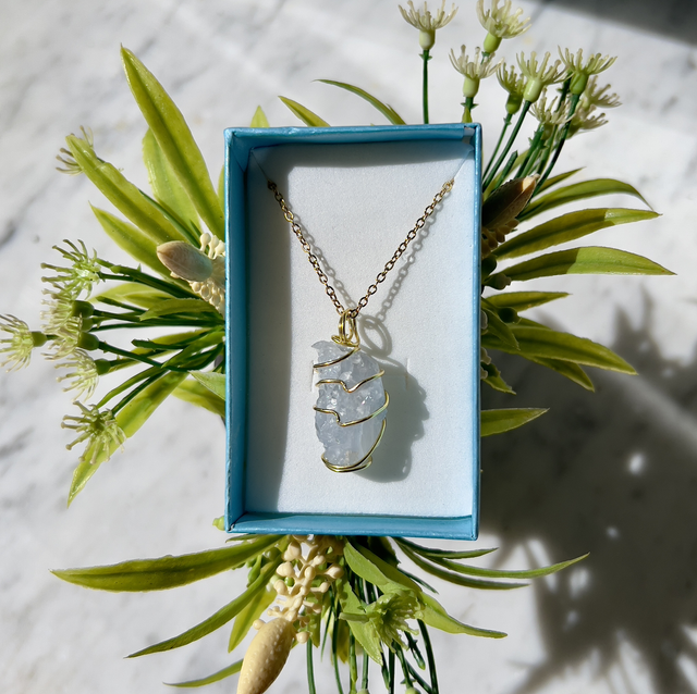 Celestina grezza , prov : Madagascar 🇲🇬 , acciaio inox 