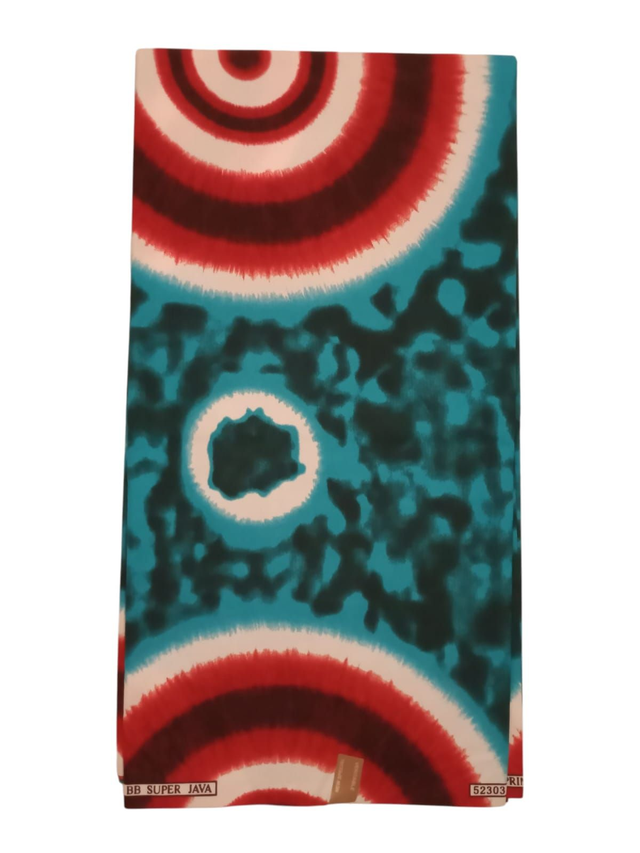 "Cercle de Vie" Tissu Wax Africain Tie and Dye – 6 Yards (≈ 5,48 m) – Qualité Supérieure