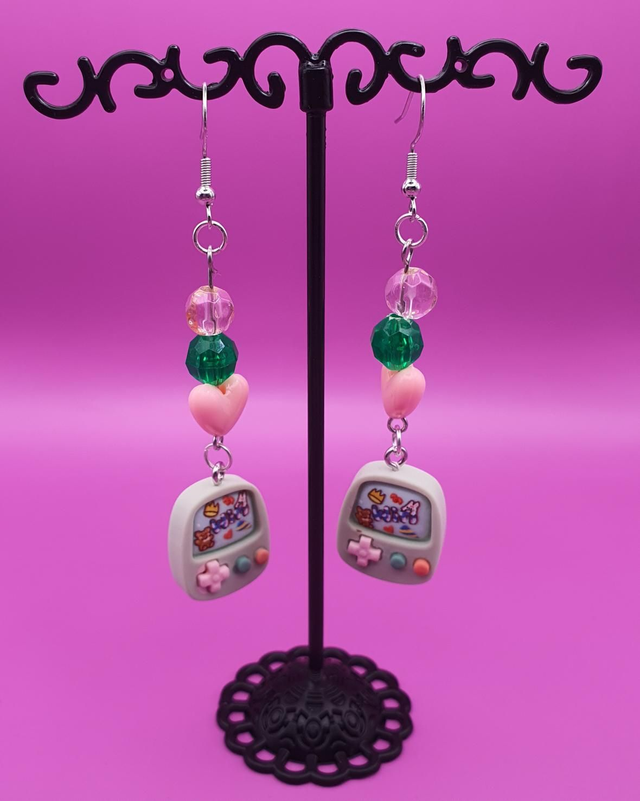 Earrings Gameboy Green Colorful 