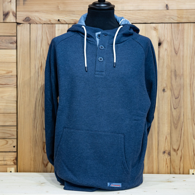 Sweat Buttoned Hoodie Dark Indigo blue