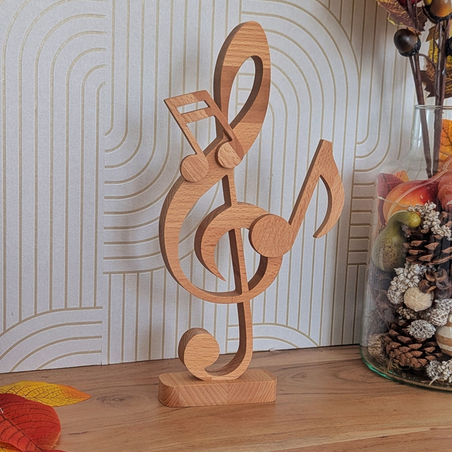 Clef de sol et notes en hêtre