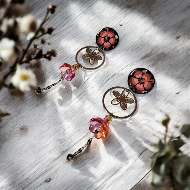 Boucles d'oreilles Flora rose orangé