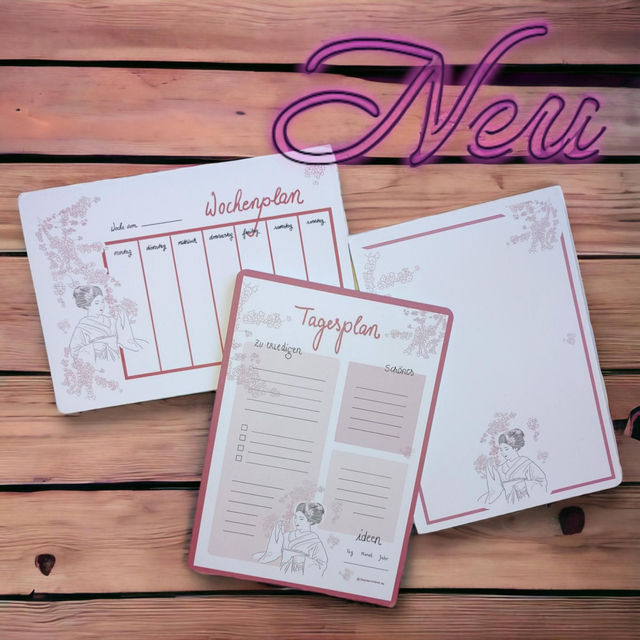 Set. 3 Schreibblöcke DIN A5. Motiv "Kirschblüten"