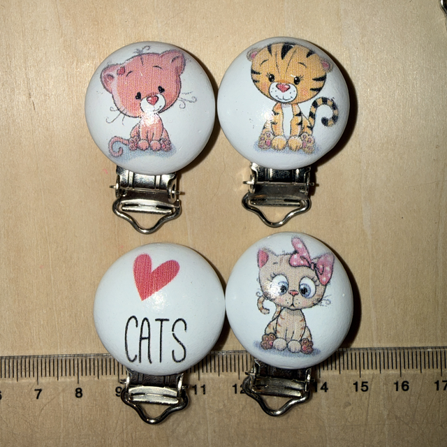 Clip chat et tigre bois 3 cm