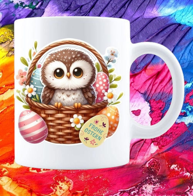 Kaffeebecher Eule Frohe Ostern 