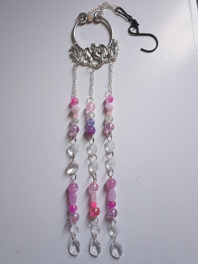 Suncatcher  - Dragon 3 Strand Pink Purple Beads