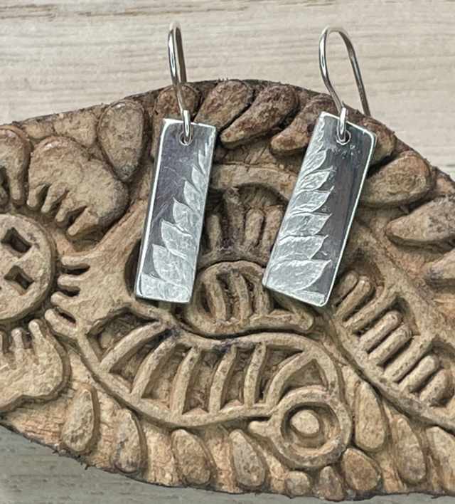 Half fern silver earrings