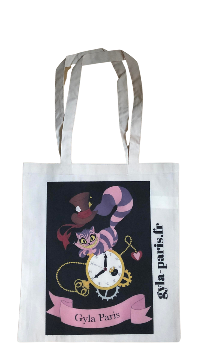 sac tote bag en tissus chat inspiration Alice au pays des merveilles