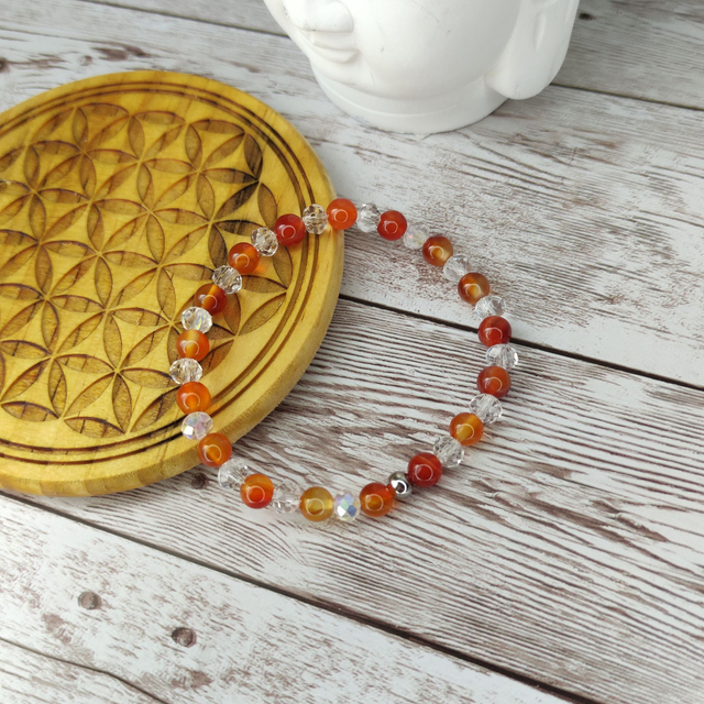 Bracelet &quot;Cornaline et cristal&quot;