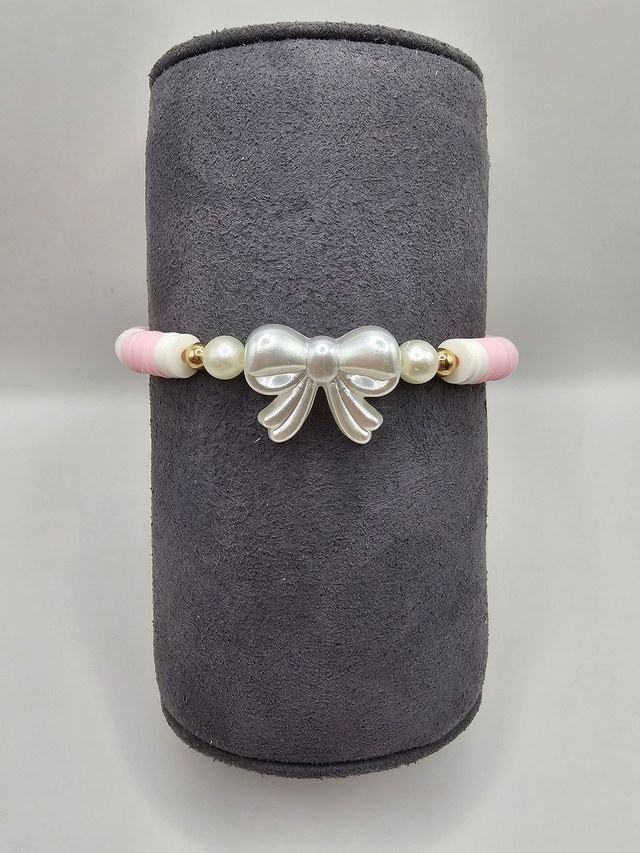 Heishi Clay Bead & Faux Pearl 'Bow' Bracelet.