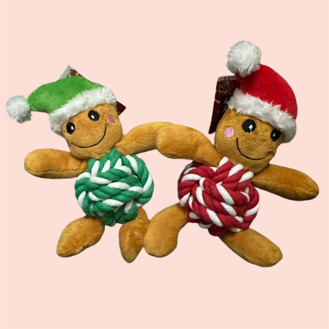 Gingerbread Rope Toy with Squeaker