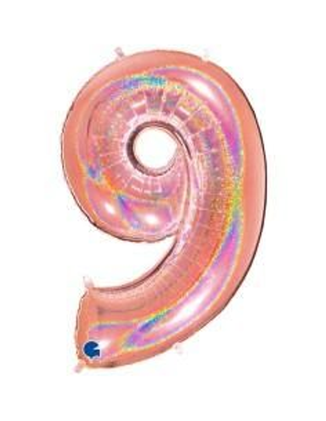 Numero 9 Holografico Rosa Gold